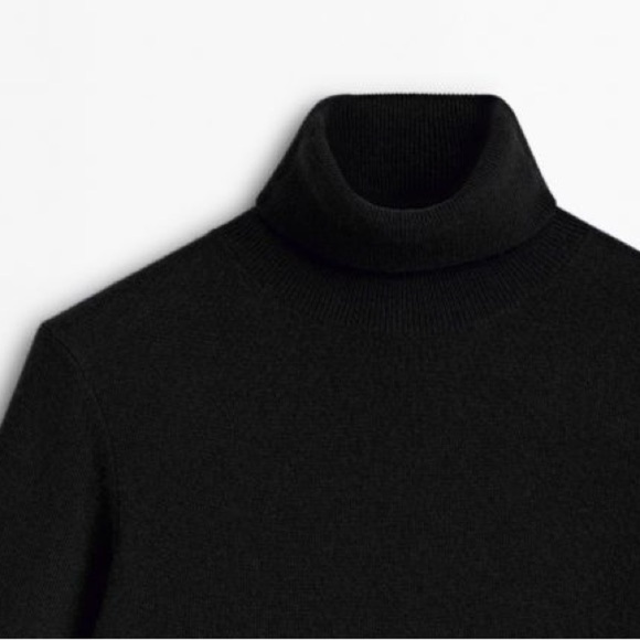 NWT. Massimo Dutti Black Wool/Cashmere Blend Sweater with High Neck. Size M. - Picture 3 of 8
